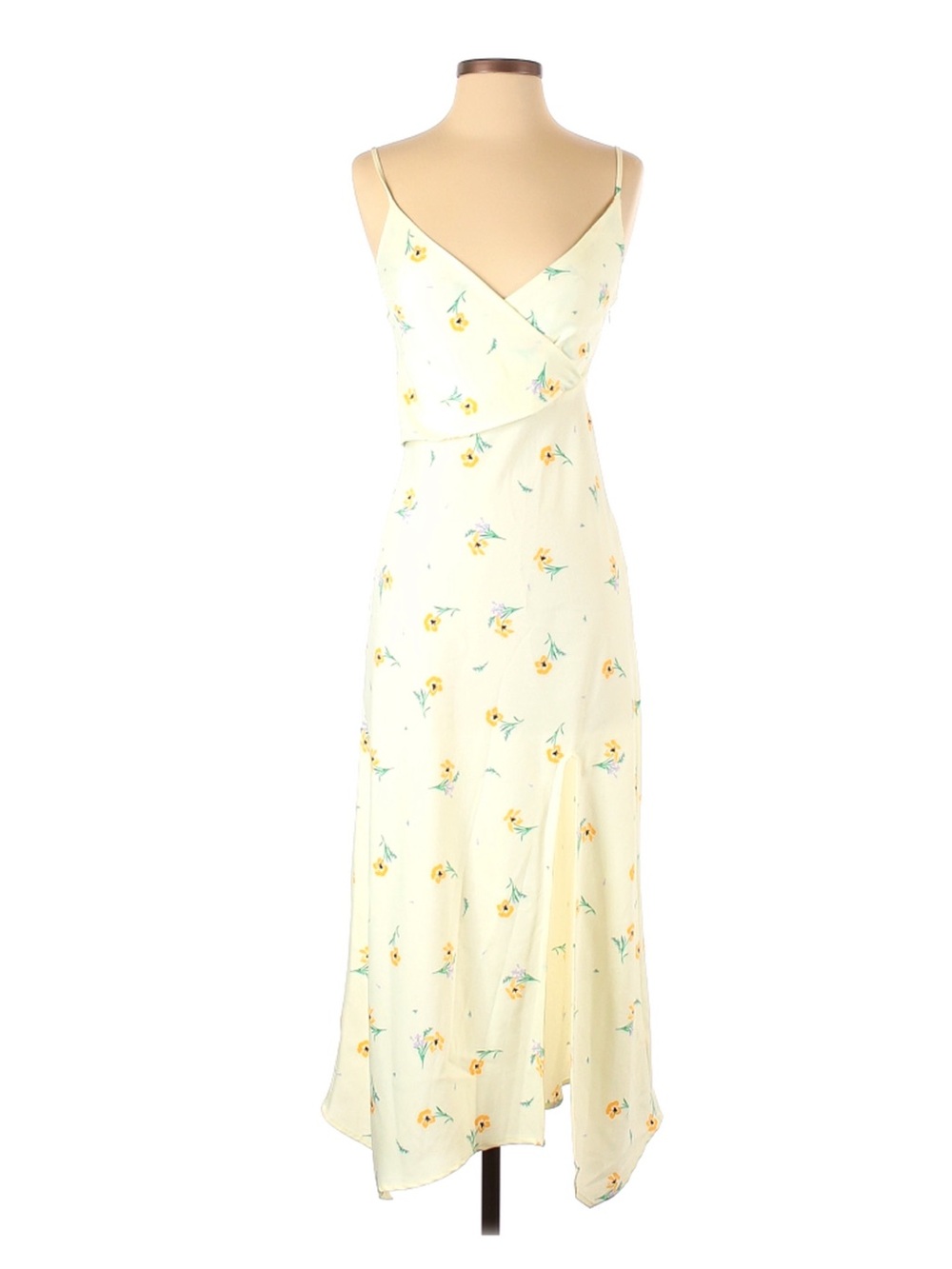 Urban outfitters yellow silky midi slit dress size small